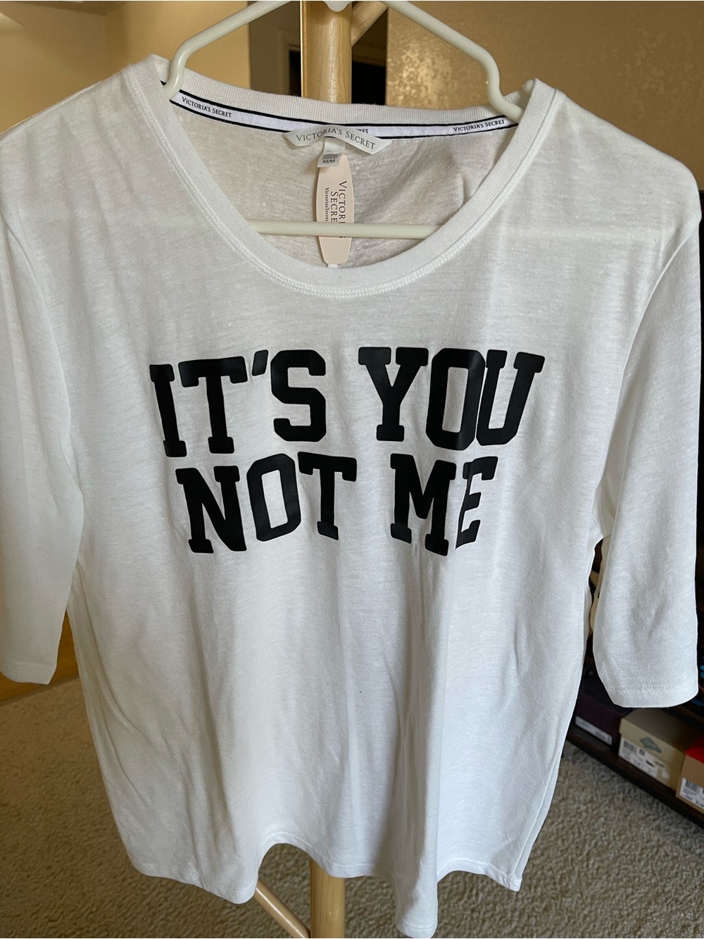 Victoria's Secret White Tee with Black "IT'S YOU NOT ME" Graphic